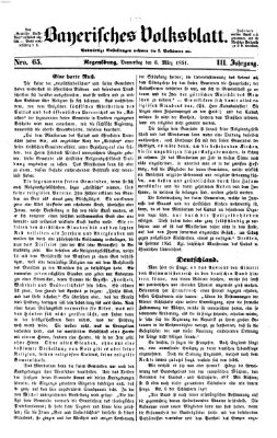 Bayerisches Volksblatt (Regensburger Morgenblatt) Donnerstag 6. März 1851