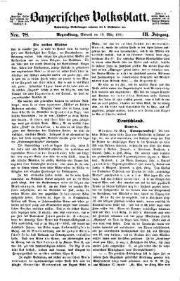 Bayerisches Volksblatt (Regensburger Morgenblatt) Mittwoch 19. März 1851