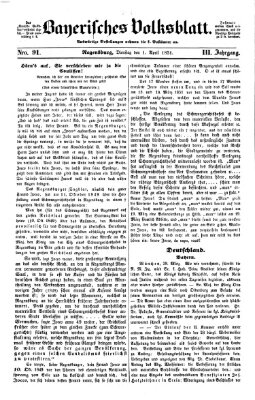 Bayerisches Volksblatt (Regensburger Morgenblatt) Dienstag 1. April 1851