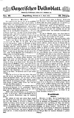 Bayerisches Volksblatt (Regensburger Morgenblatt) Mittwoch 2. April 1851