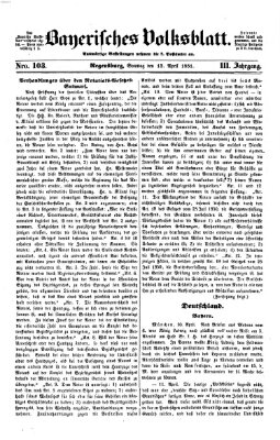 Bayerisches Volksblatt (Regensburger Morgenblatt) Sonntag 13. April 1851