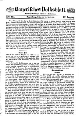 Bayerisches Volksblatt (Regensburger Morgenblatt) Freitag 25. April 1851