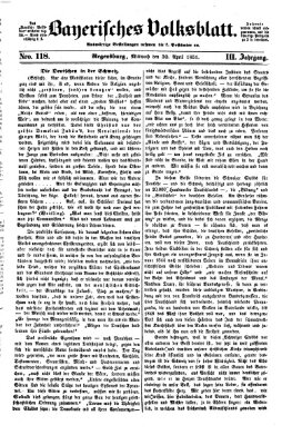 Bayerisches Volksblatt (Regensburger Morgenblatt) Mittwoch 30. April 1851