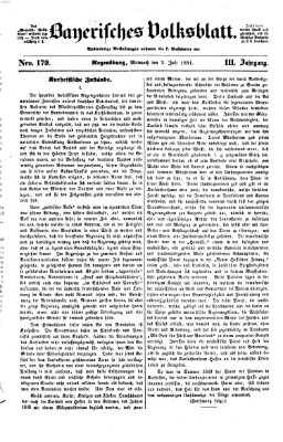 Bayerisches Volksblatt (Regensburger Morgenblatt) Mittwoch 2. Juli 1851