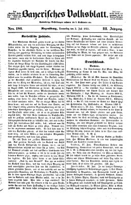 Bayerisches Volksblatt (Regensburger Morgenblatt) Donnerstag 3. Juli 1851