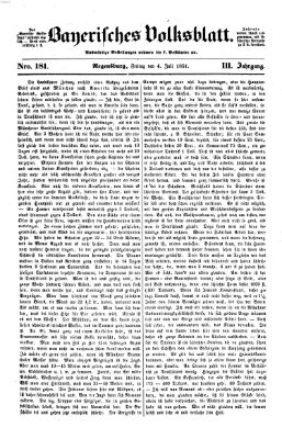 Bayerisches Volksblatt (Regensburger Morgenblatt) Freitag 4. Juli 1851