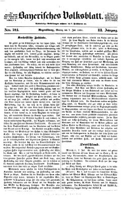 Bayerisches Volksblatt (Regensburger Morgenblatt) Montag 7. Juli 1851