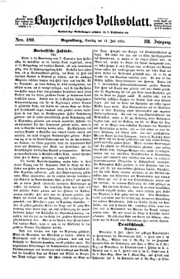 Bayerisches Volksblatt (Regensburger Morgenblatt) Samstag 12. Juli 1851