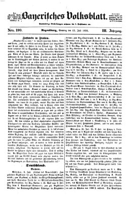 Bayerisches Volksblatt (Regensburger Morgenblatt) Sonntag 13. Juli 1851