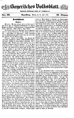 Bayerisches Volksblatt (Regensburger Morgenblatt) Montag 14. Juli 1851