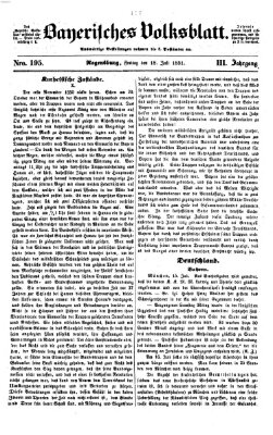 Bayerisches Volksblatt (Regensburger Morgenblatt) Freitag 18. Juli 1851