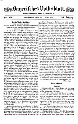 Bayerisches Volksblatt (Regensburger Morgenblatt) Freitag 1. August 1851