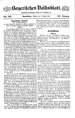 Bayerisches Volksblatt (Regensburger Morgenblatt) Samstag 2. August 1851