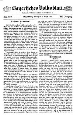 Bayerisches Volksblatt (Regensburger Morgenblatt) Samstag 9. August 1851