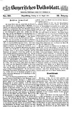 Bayerisches Volksblatt (Regensburger Morgenblatt) Dienstag 12. August 1851