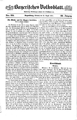 Bayerisches Volksblatt (Regensburger Morgenblatt) Mittwoch 20. August 1851