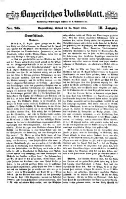 Bayerisches Volksblatt (Regensburger Morgenblatt) Mittwoch 27. August 1851