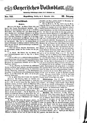 Bayerisches Volksblatt (Regensburger Morgenblatt) Dienstag 2. September 1851