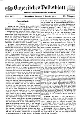 Bayerisches Volksblatt (Regensburger Morgenblatt) Montag 8. September 1851