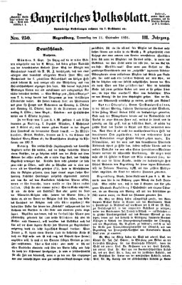 Bayerisches Volksblatt (Regensburger Morgenblatt) Donnerstag 11. September 1851