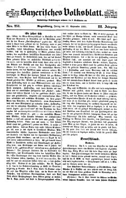 Bayerisches Volksblatt (Regensburger Morgenblatt) Freitag 12. September 1851