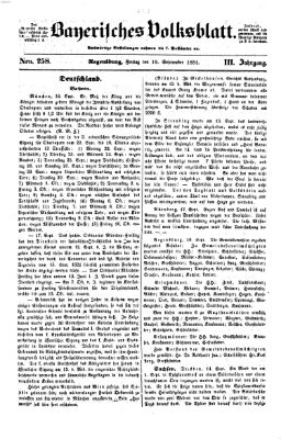 Bayerisches Volksblatt (Regensburger Morgenblatt) Freitag 19. September 1851