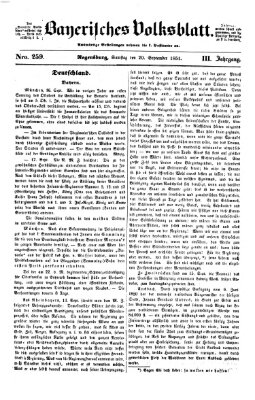 Bayerisches Volksblatt (Regensburger Morgenblatt) Samstag 20. September 1851