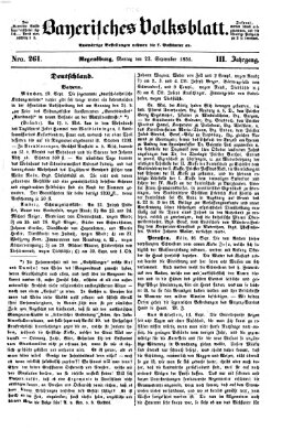 Bayerisches Volksblatt (Regensburger Morgenblatt) Montag 22. September 1851