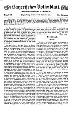 Bayerisches Volksblatt (Regensburger Morgenblatt) Dienstag 23. September 1851