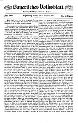 Bayerisches Volksblatt (Regensburger Morgenblatt) Samstag 27. September 1851