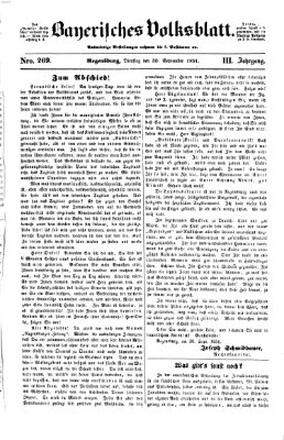 Bayerisches Volksblatt (Regensburger Morgenblatt) Dienstag 30. September 1851