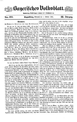 Bayerisches Volksblatt (Regensburger Morgenblatt) Mittwoch 1. Oktober 1851