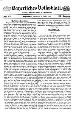 Bayerisches Volksblatt (Regensburger Morgenblatt) Samstag 4. Oktober 1851