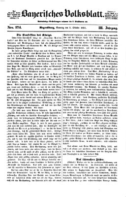 Bayerisches Volksblatt (Regensburger Morgenblatt) Sonntag 5. Oktober 1851