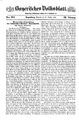 Bayerisches Volksblatt (Regensburger Morgenblatt) Mittwoch 15. Oktober 1851