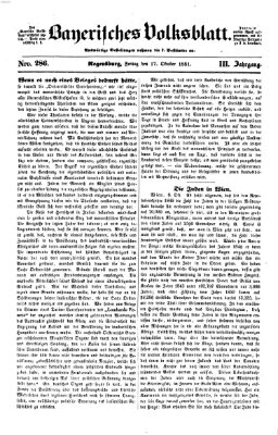 Bayerisches Volksblatt (Regensburger Morgenblatt) Freitag 17. Oktober 1851