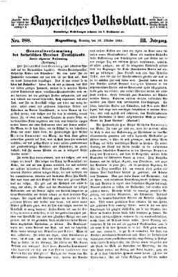 Bayerisches Volksblatt (Regensburger Morgenblatt) Sonntag 19. Oktober 1851