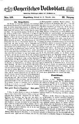 Bayerisches Volksblatt (Regensburger Morgenblatt) Mittwoch 19. November 1851