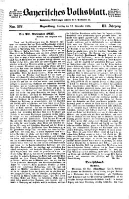 Bayerisches Volksblatt (Regensburger Morgenblatt) Samstag 22. November 1851