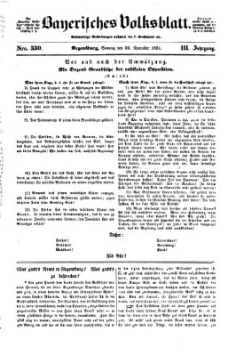 Bayerisches Volksblatt (Regensburger Morgenblatt) Sonntag 30. November 1851