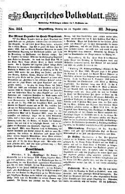 Bayerisches Volksblatt (Regensburger Morgenblatt) Sonntag 14. Dezember 1851