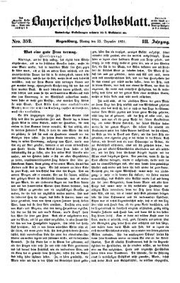 Bayerisches Volksblatt (Regensburger Morgenblatt) Montag 22. Dezember 1851