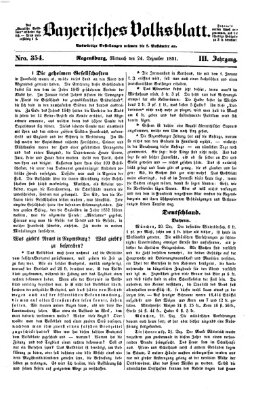 Bayerisches Volksblatt (Regensburger Morgenblatt) Mittwoch 24. Dezember 1851