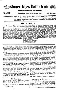 Bayerisches Volksblatt (Regensburger Morgenblatt) Sonntag 28. Dezember 1851