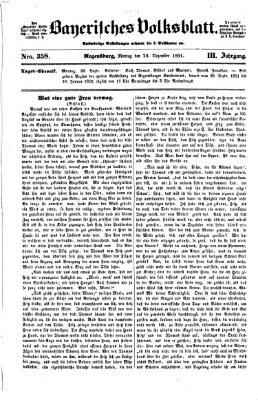 Bayerisches Volksblatt (Regensburger Morgenblatt) Montag 29. Dezember 1851