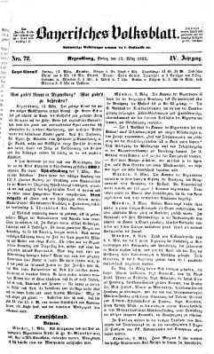 Bayerisches Volksblatt (Regensburger Morgenblatt) Freitag 12. März 1852