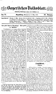 Bayerisches Volksblatt (Regensburger Morgenblatt) Mittwoch 17. März 1852