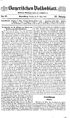 Bayerisches Volksblatt (Regensburger Morgenblatt) Samstag 27. März 1852