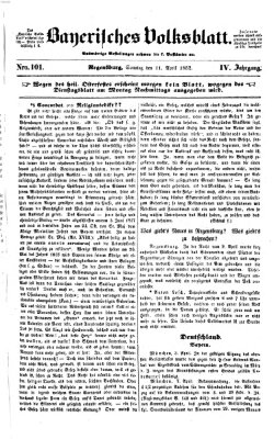 Bayerisches Volksblatt (Regensburger Morgenblatt) Sonntag 11. April 1852