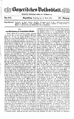 Bayerisches Volksblatt (Regensburger Morgenblatt) Donnerstag 15. April 1852